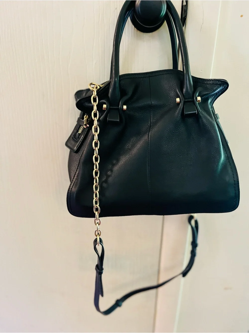 Radley London Pebbled Leather Crossbody Gold Hardware Quiet Luxury Satchel
